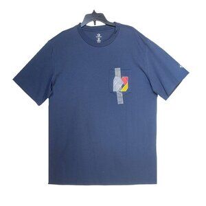 New Sz M Men's T-Shirt Converse Blue Chest Logo Basic Tee Soft Cotton 1 Pocket